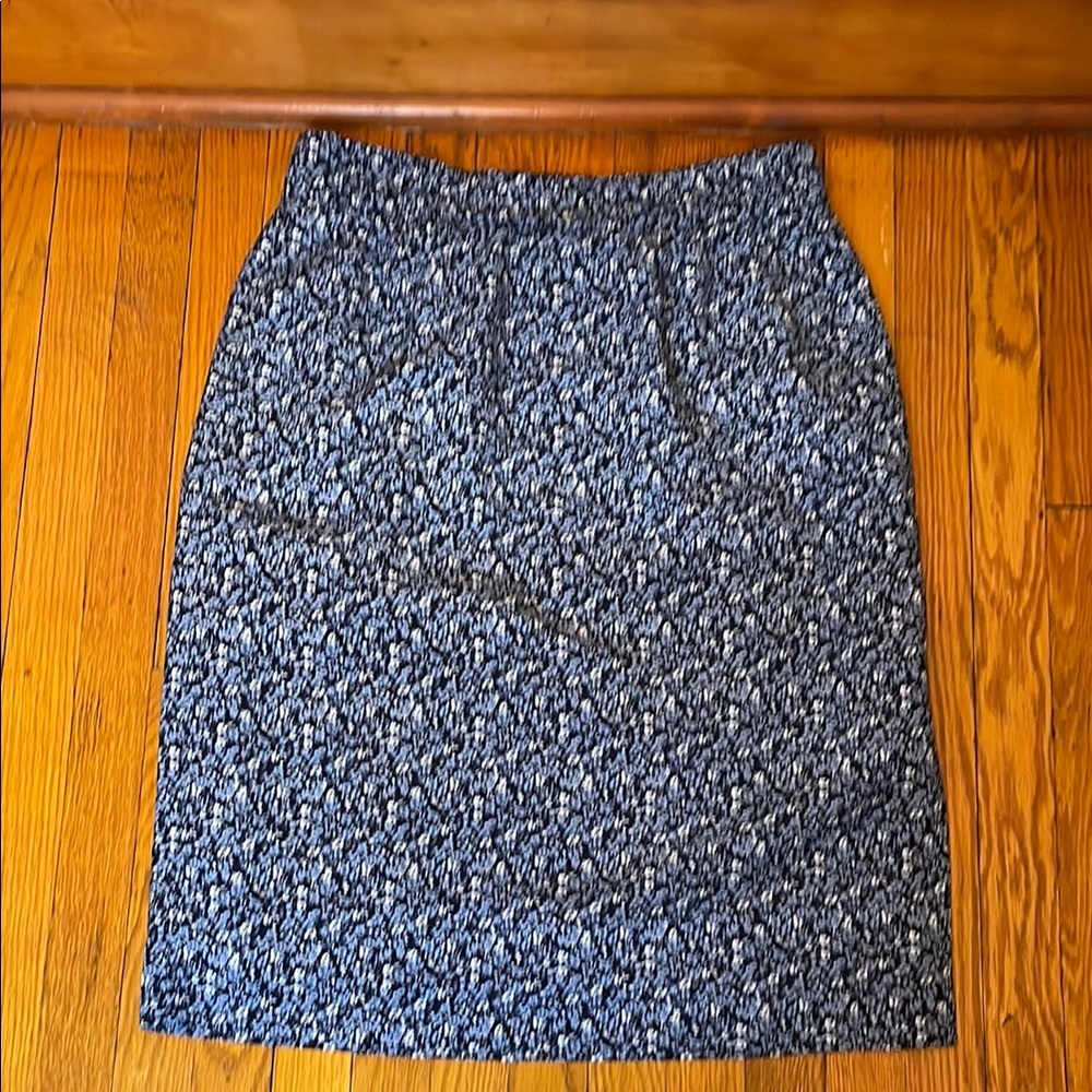 J. Crew Blue and White Pencil Skirt Knee-Length Work